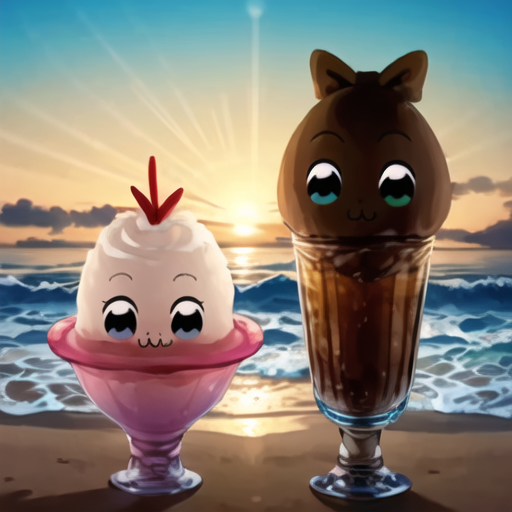 masterpiece, best quality, :3, 2 faces, tall vs small, (ice cream:0.4), beach,
<lora:pptp2:0.6>
